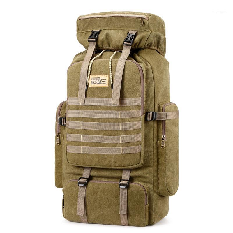 

80L Large Bag Canvas Backpack Tactical Bags Camping Hiking Rucksack Army Mochila Tactica Travel Molle Outdoor backpack1, Black