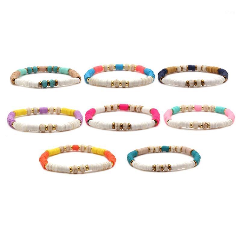 

5mm Polymer Clay Shells Heishi Rammel Beads Stretch Bracelet Women Men 2020 New Fashion Red White Black Summer Surfer Jewelry1