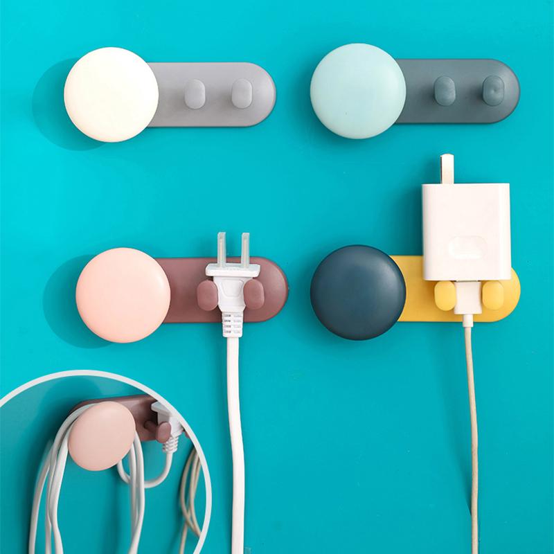 

Nail-Free Power Cord Storage Rack Self-Adhesive Wall Hook USB Data Cable Winder Earphone Receiver Socket Hanger Holder