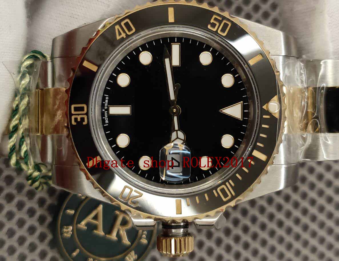 

Men's AR Factory 904L Stainless 40mm 16613 V3 Edition Two Tone 18K Yellow Gold Thick Plated WATCH Ceramic Bezel Automatic movement watches, Black