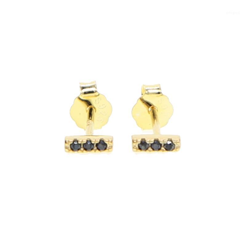 

Stud 2021 Blace CZ Earings Dainty Small Bar Pave Color 100% 925 Sterling Tiny Cute Girl Multi Ear Hole Earring1
