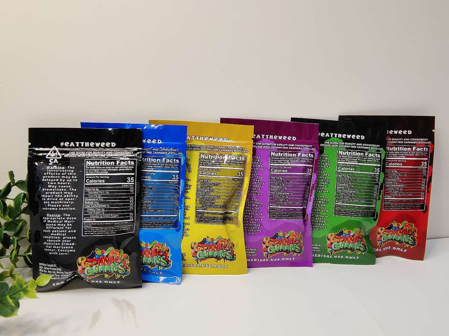 

6 color 500MG Dank Gummies Mylar Bag Edibles Retail Zip Lock Packaging Worms Bears Cubes Gummy for Dry Herb Tobacco Flower