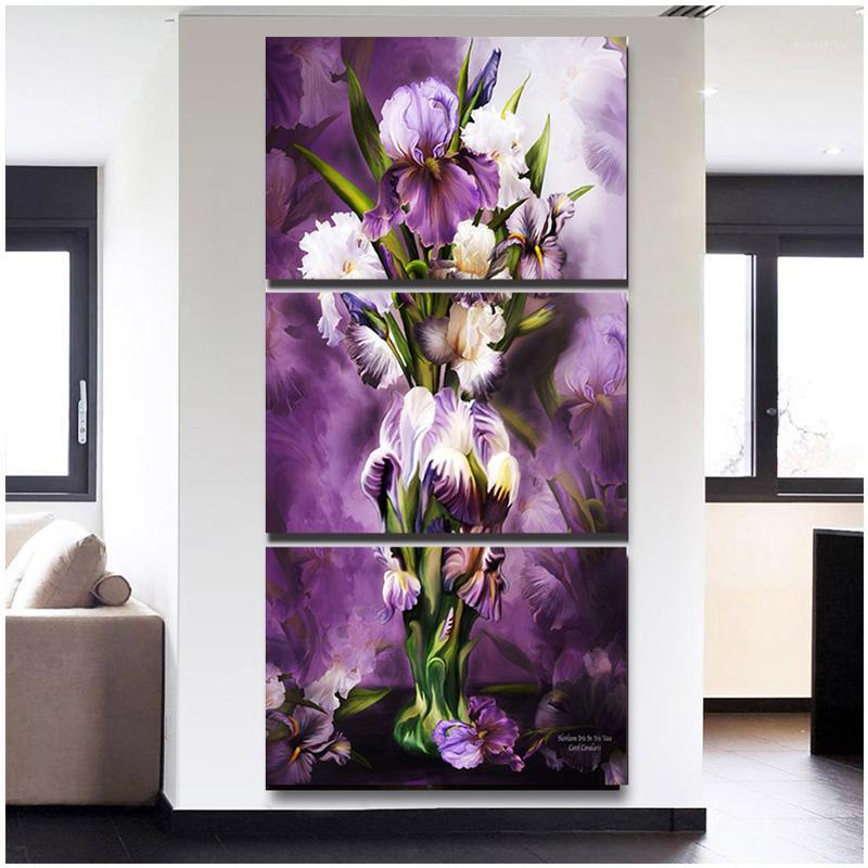 

5D Diy diamond embroidery 3pcs Beautiful Purple Flowers pattern diamond mosaic painting stitch cross full drillZP-35641