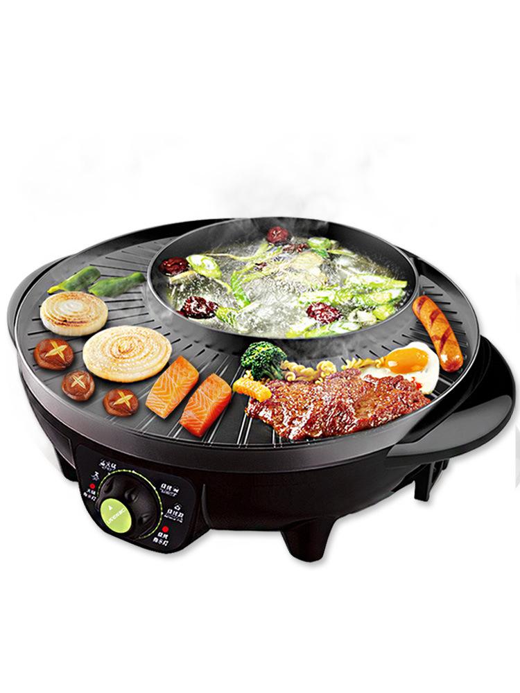 

Electric hot pot Barbecue machine Two in one Smart Thermostat 1600W fast heating Knob adjustment Healthy non-stick coating