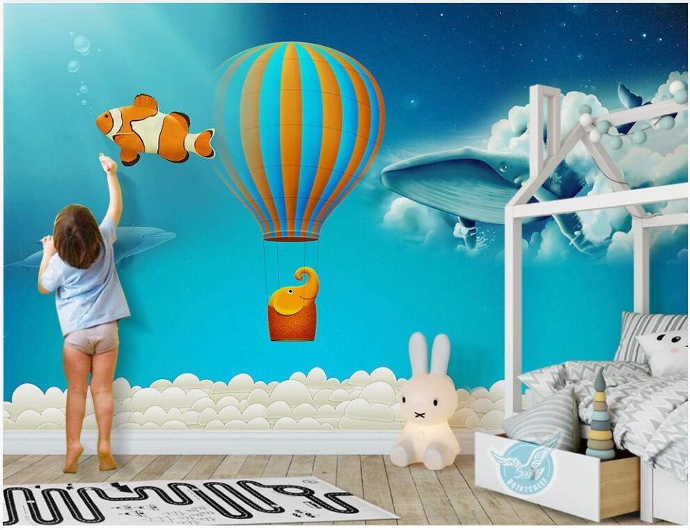 

Custom photo 3d wallpaper on the wall Sky Hot Air Balloon Animal Children's Room background home decor wallpaper for walls 3 d, Non-woven wallpaper