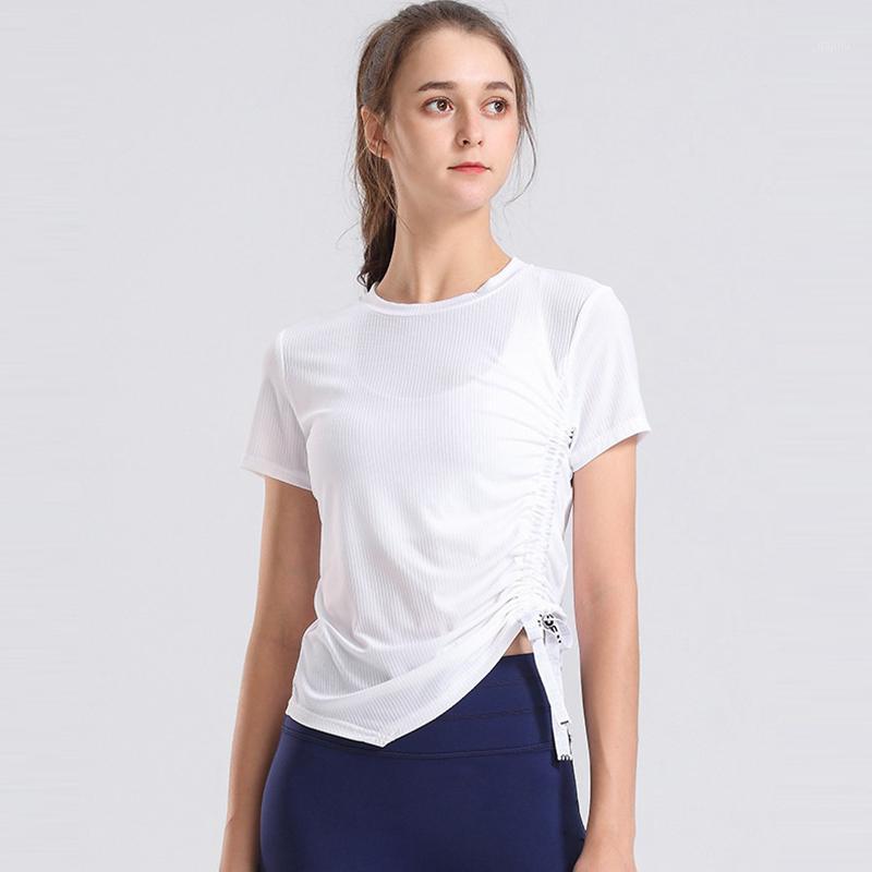 

PENERAN 2020 Autumn Yoga Gym Top Women Unique Bandage Top for Sports Fitness Female Sport T-shirt Woman White Black XL1