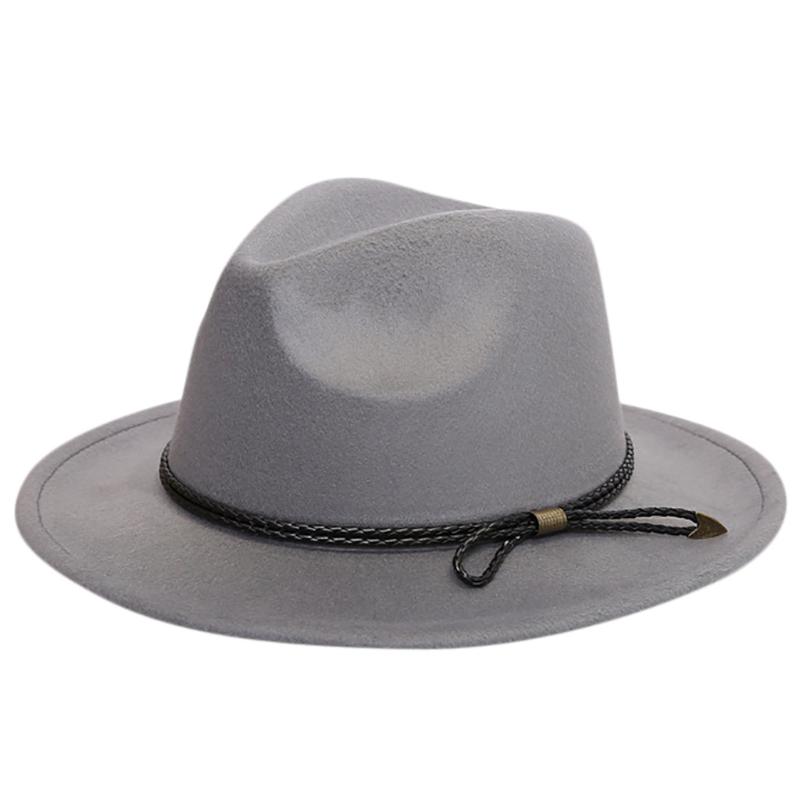 

Vintage Fedora Hat Women Imitation Woolen Winter Women Felt Hats Belt Bow Fashion Black Top Jazz Hat Fedoras Chapeau Femme