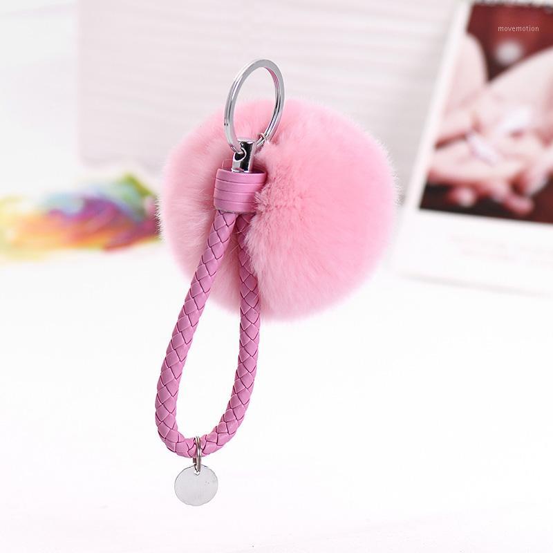 

8cm Fur PomPom Keychain Pompoms Fur Key Chain for Women Fluffy Key Chains Bag Accessories Leather Llavero Pompons Keyring1