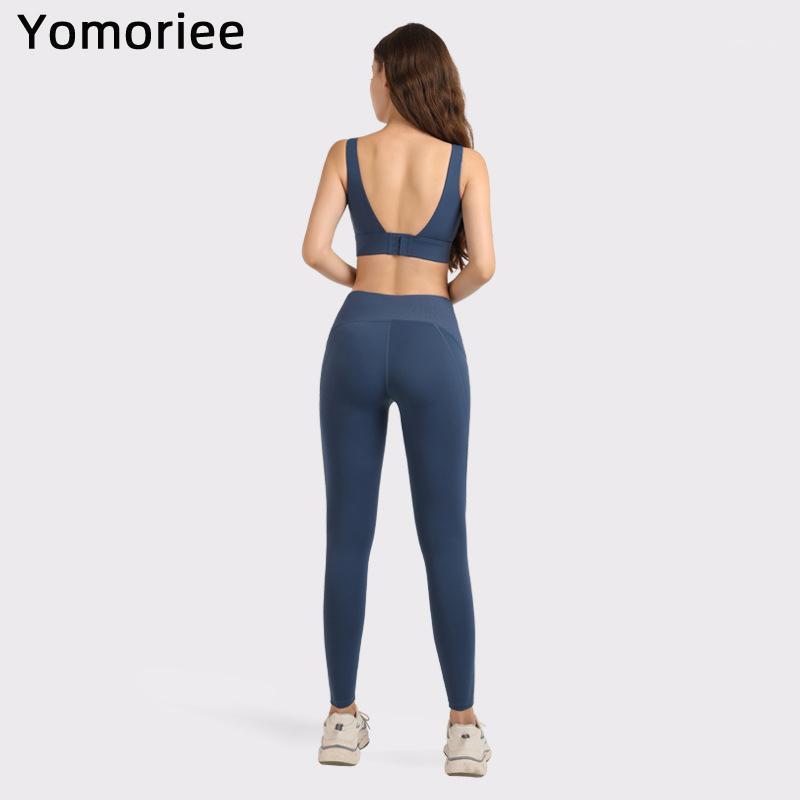 

Solid Color Yoga Set For Women High Elastic Yoga Pants with Pockets Cross-Back Two-piece Set Gym Sport Workout Running Tracksuit1, Black