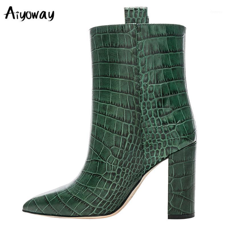 

Aiyoway New Winter Autumn Yellow Brown White Woman Western Ankle Boots Pointed Toe Block High Heels Fashion Shoes Big Size1, Black