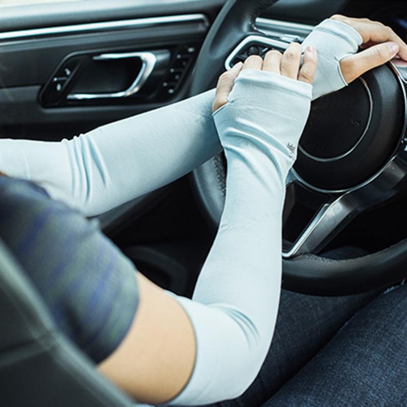 

Sun Protection Breathable Sport Cycling Ice Silk Fabric Arm Sleeves, White