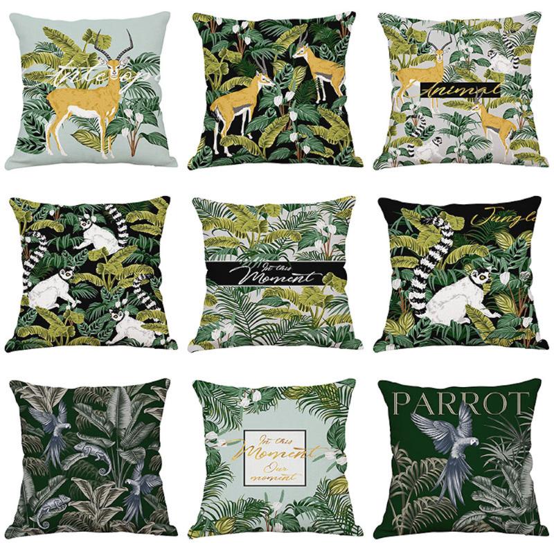 

45*45cm Jungle Lemur Antelope Car Cushion Cover Cotton Linen Pillowcase Throw Pillow Covers Sofa Decorative Pillows Home Decor