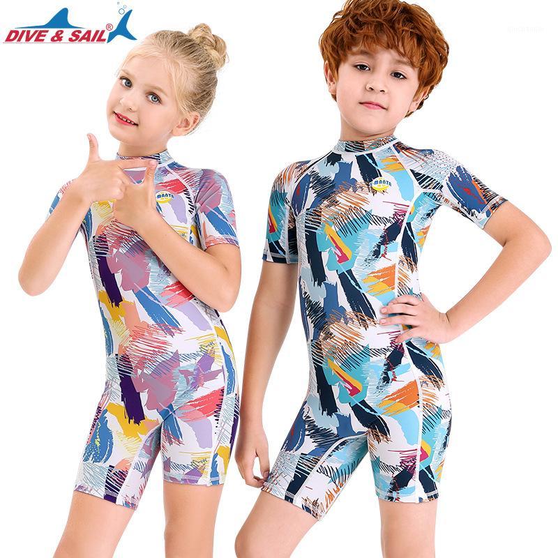 

Short Sleeve Swimsuits Kids One Pieces Back Zip Swimwear Quick Dry Surfing Lycra Wetsuit Sunsuit UPF50+ Girl/Boy 2-12 Years1