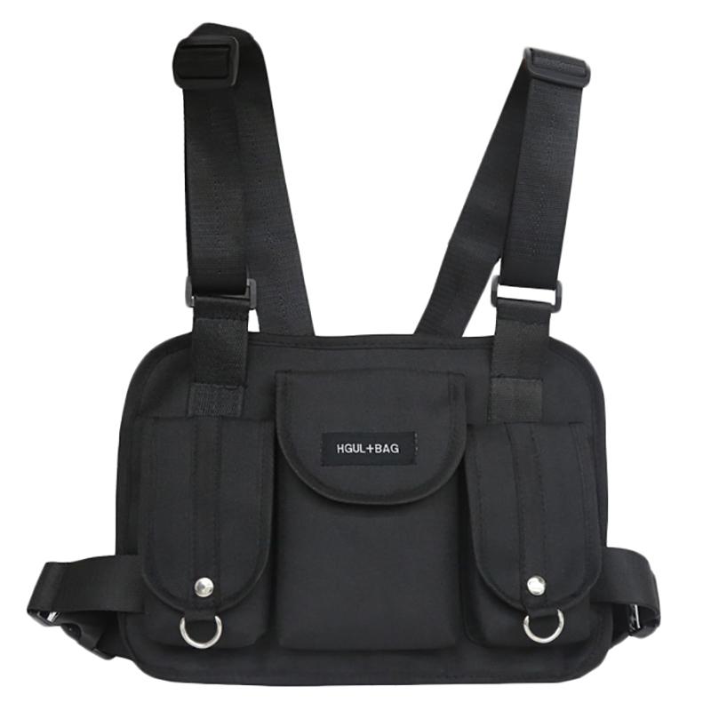 

Fashion Chest Rig Waist Bag Hip Hop Streetwear Functional Chest Bag Cross Shoulder Bags, Black