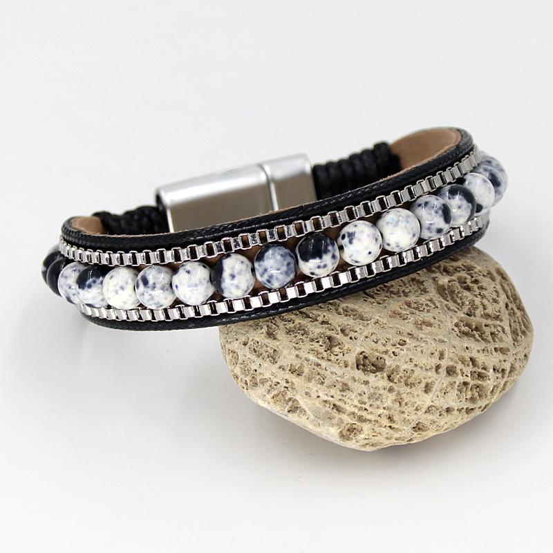 

VONNOR Jewelry Stone Bracelets for Women Leather Bangles Bracelets Men Beads Strsnd Charm Bracelet1