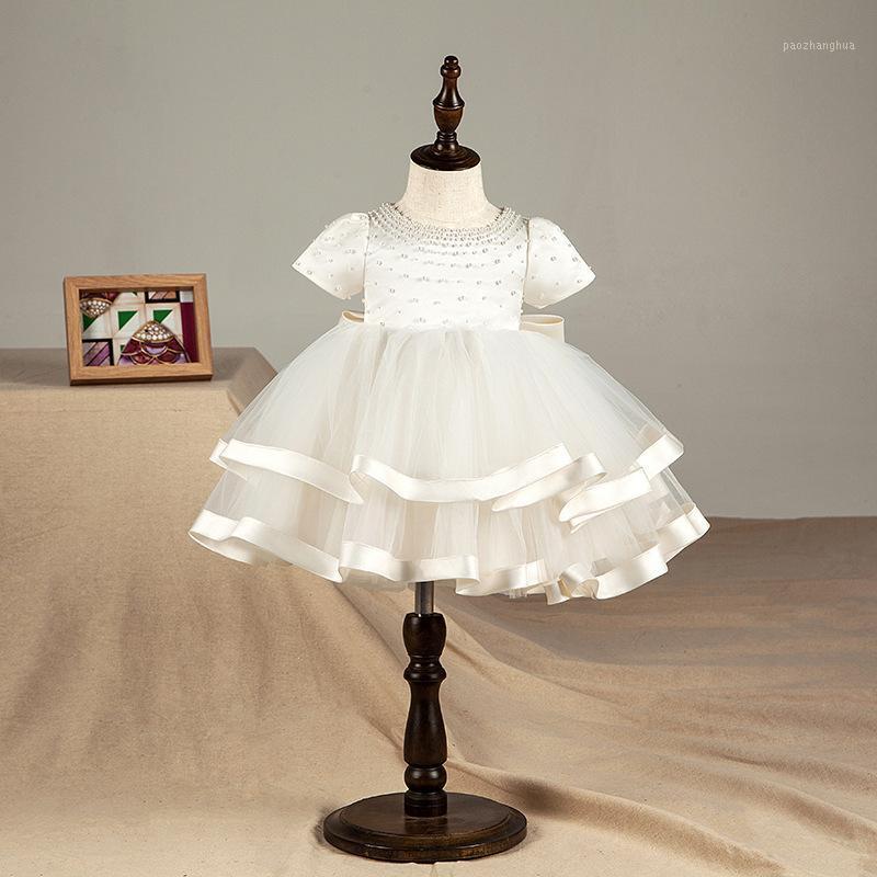 

Top Quality Tulle Newborn Baby Girl Christening Gown Beaded Lace Infant Girls Princess Baptism Dress 1 Year Birthday Clothes1, Ivory