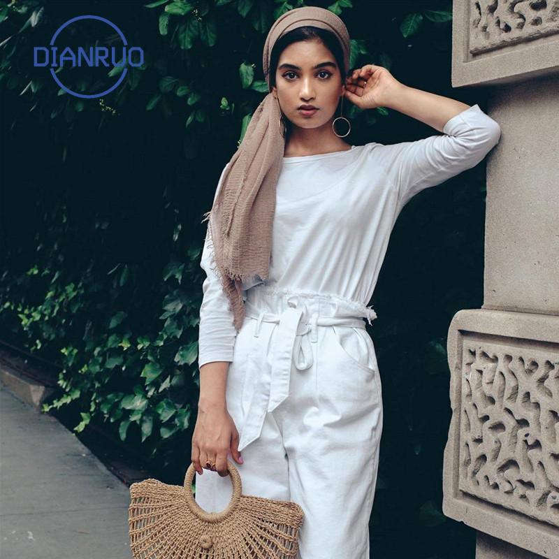 

DIANRUO High Quality Ladies Shawls and Wraps Soft Female Foulard Hijab Head Underscarves New Chiffon Solid Muslim Scarf R157