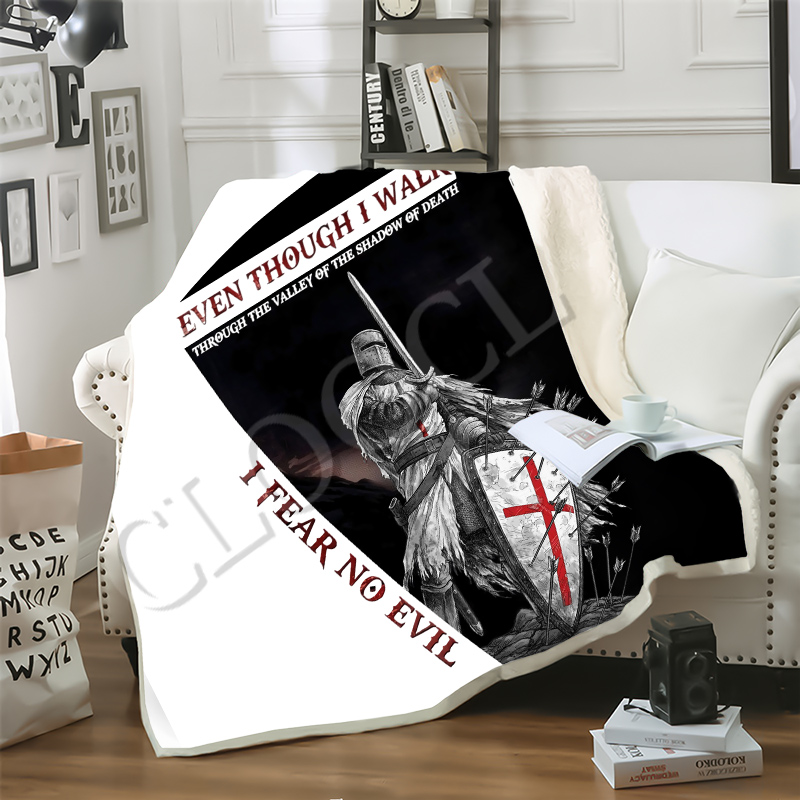 

CLOOCL Blankets Jesus Knights Templar Cross 3D Print Street Style Sofa Travel Throw Blanket Teens Plush Quilt