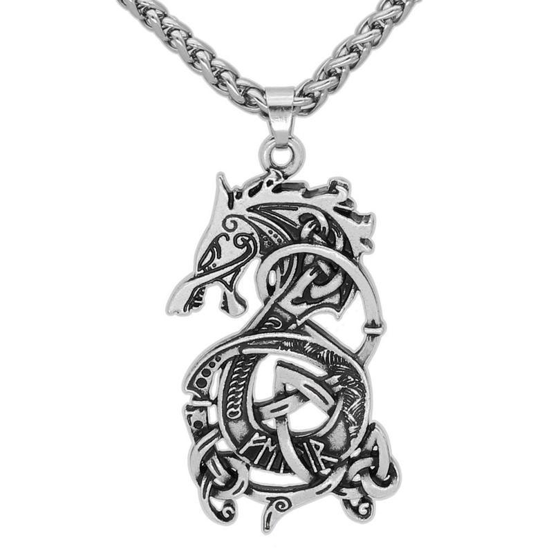 

New Vintage Stainless Steel Dragon Pendant Necklace Men Fashion Punk Rock Hip Hop Silver Chain Necklace Women Jewelry Party Gift