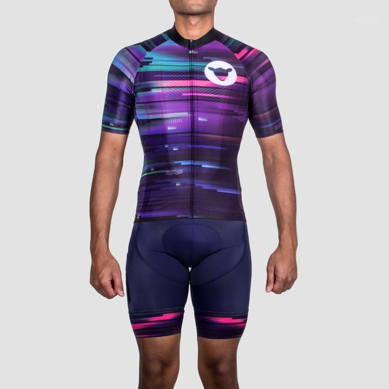 

2020 Mens jersey set high quality summer race fit cut short sleeve cycling jersey and cycling bib shorts bicycle clothing1, As pic