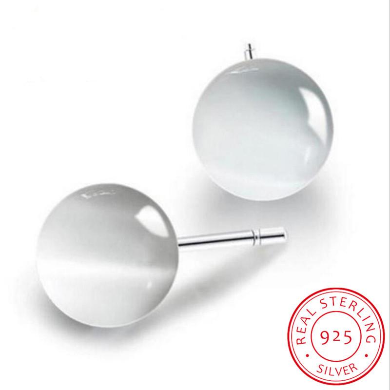 

Stud 925 Sterling Silver Opal Stone Beads Earrings For Women Simple Style Lady Gift Prevent Allergy Sterling-silver-jewelry