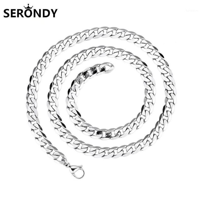 

SERONDY Titanium Steel 7MM Width Chains Pendants Choker Necklace For Women Aesthetic Neck Friends Gifts Jewelry 2021 XL110521