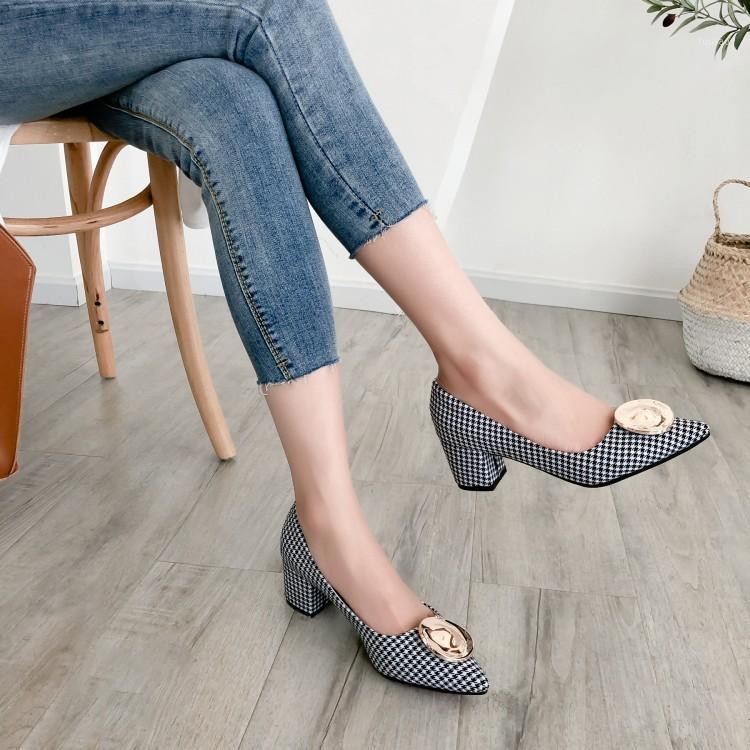

Oversized 12 13 14 ladies high heels women shoes woman pumps Pointed Package the heel Package toes Thick with Single shoes1, Black