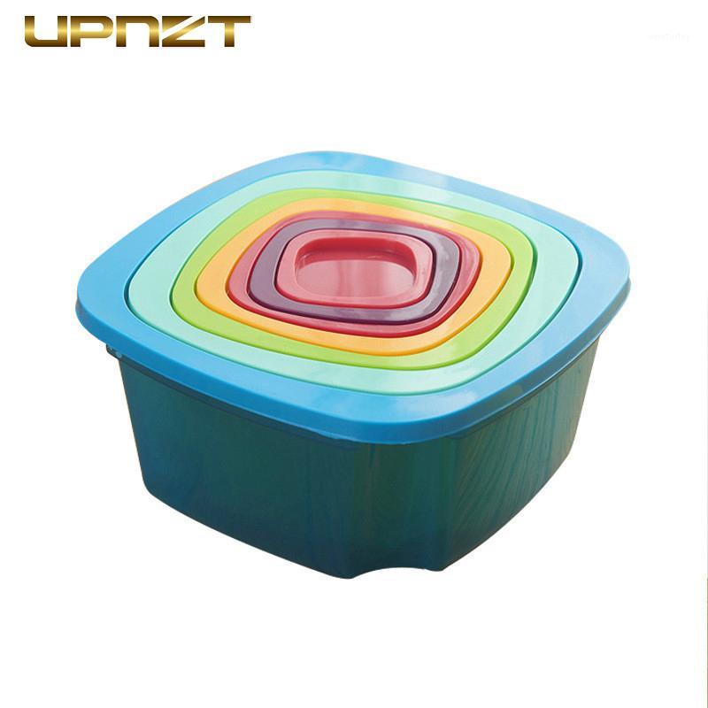 

7pc/set Rainbow Storage Bins Refrigerator Storage Box Containers with Lid for Kitchen Fridge Cabinet Freezer Organizer1