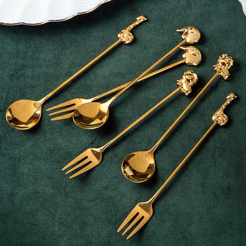 

Animal Series Metal Coffee Ice Cream Spoon Cute Coffee Stirring Spoon Stainless Steel Seasoning Dessert Fork Teaspoon