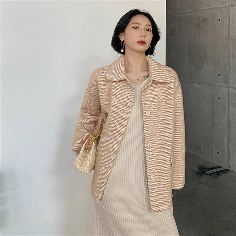 

HziriP Winter Mink-velvet Gentle Warm Soft Chic Elegant High Quality Sweet All-Match High Street Brief Office Lady Short Coats, Khaki