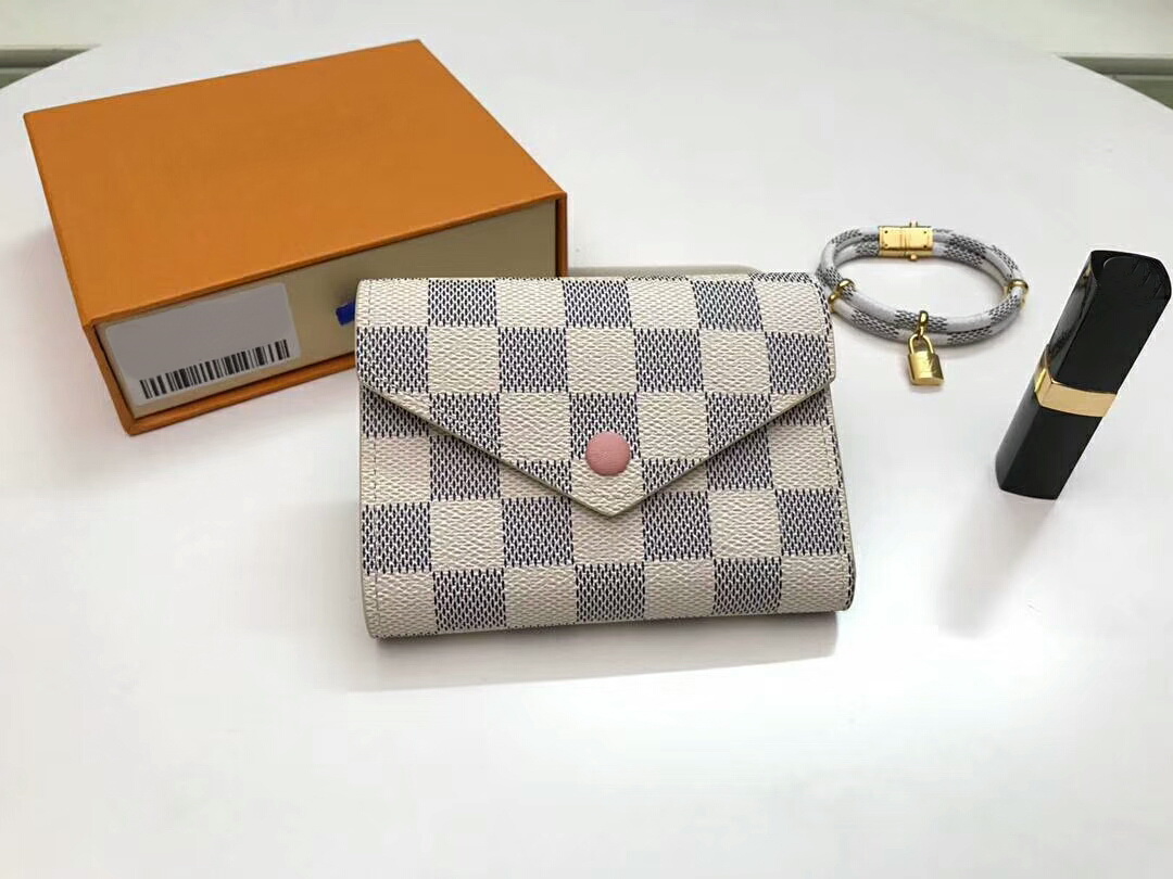 

Many Color Women men Genuine Leather Wallets 41938 Short Hasp Purse With Box dust bags Free shipping cx#289, Brown letter + dark red