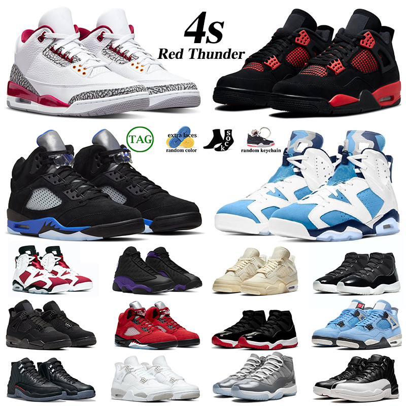 

Men Women Basketball Shoes 4 4s Sail Red Thunder Black Cat 11s Cool Grey 12s Playoffs 2022 Cardinal 13s Court Purple 5s Racer Blue 6s UNC Trainers Sneakers, #6