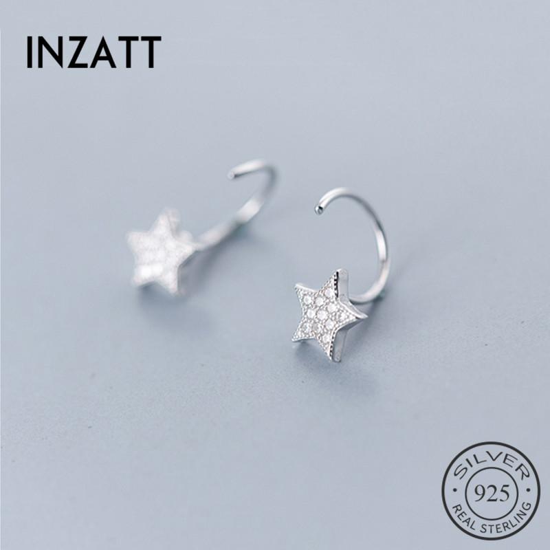 

Hoop & Huggie INZAReal 925 Sterling Silver Minimalist Full Star Earrings For Fashion Women Party Cute Fine Jewelry 2021 Accessories
