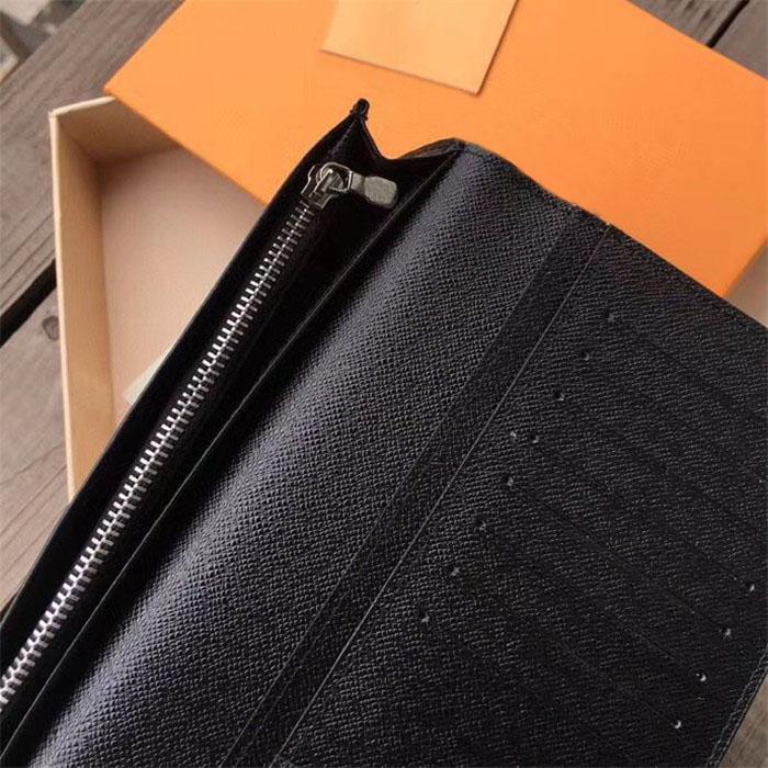 

Classic Fashion clutch Genuine leather wallet with box dust bag Women Men Purse Real Images Wholesale, Red;black