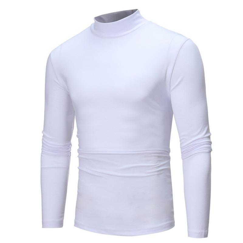 

Men's T-Shirts Brand Gothic Men Turtelneck Sweater Pullover Long Sleeve Stretch Slim Basic Turtleneck Male Blouse Spring Clothes, White;black