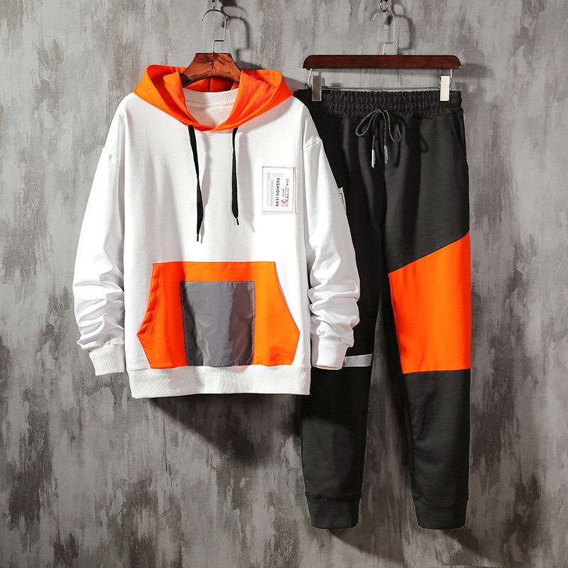 

Men's Two Pieces Streetwear Sets Men Patchwork Sportswear Tracksuit Hip Hop Sweatshirts Sweatpants White Hoodie Men kg-21, Purple tracksuit men