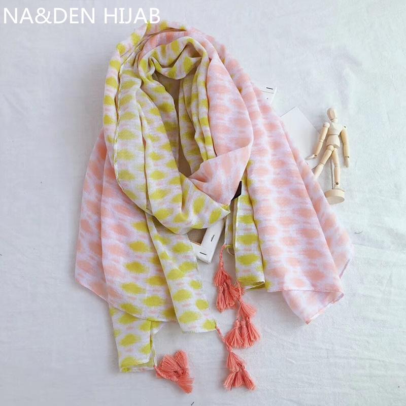 

Double Colors Dot print fringed scarf women plain shawl cosy viscose scarves muslim hijabs 10pcs/lot fast shipping hot sale