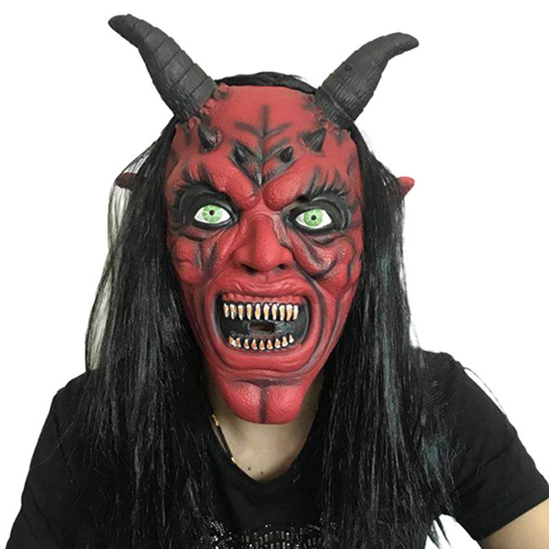 

Red-faced Horn Halloween European And American Proms Performance Props Cover The Head Of The Horror Ghost Funny Mask