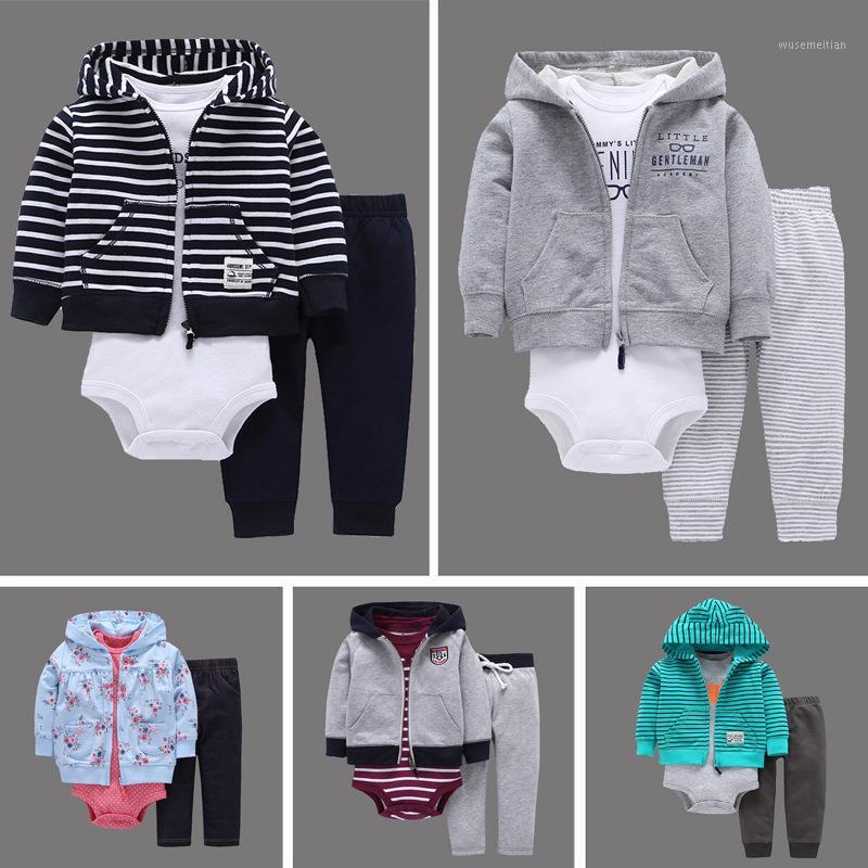 

2020 New Spring Striped Baby sets Pure cotton Long/short sleeve Rompers + Jacket +Trousers 3 pcs/set clothing set Wholesale1, Model 06