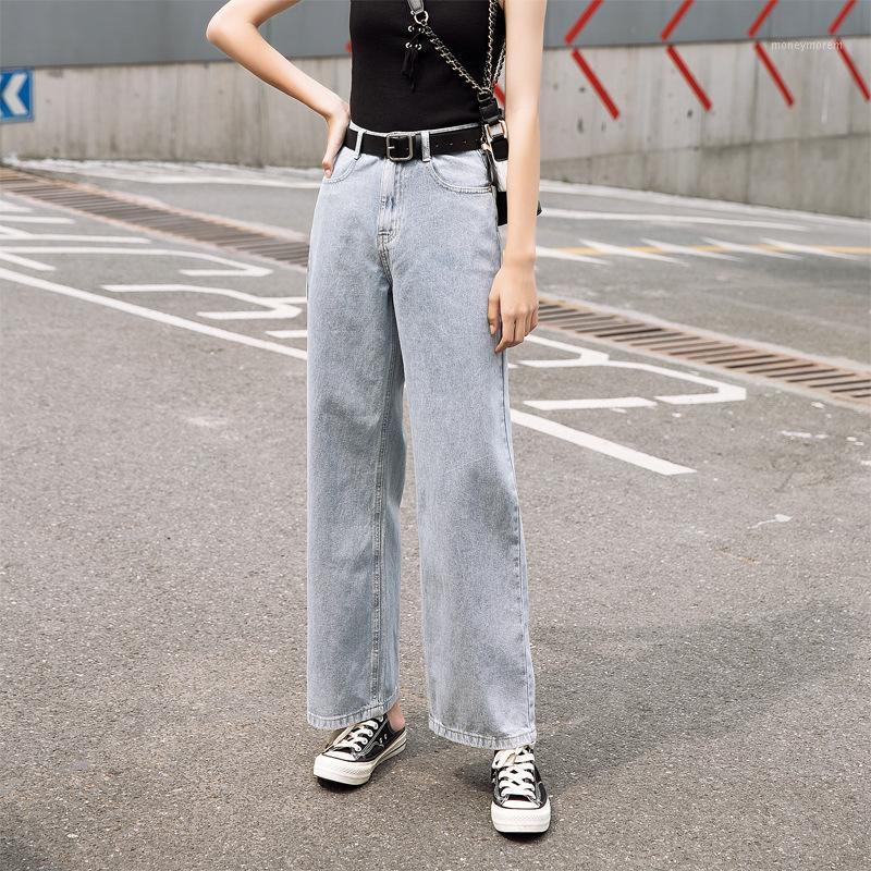 

New Korean Loose High Waist Women' Denim Straight Wide Leg Pants Female Casual Solid Jeans1