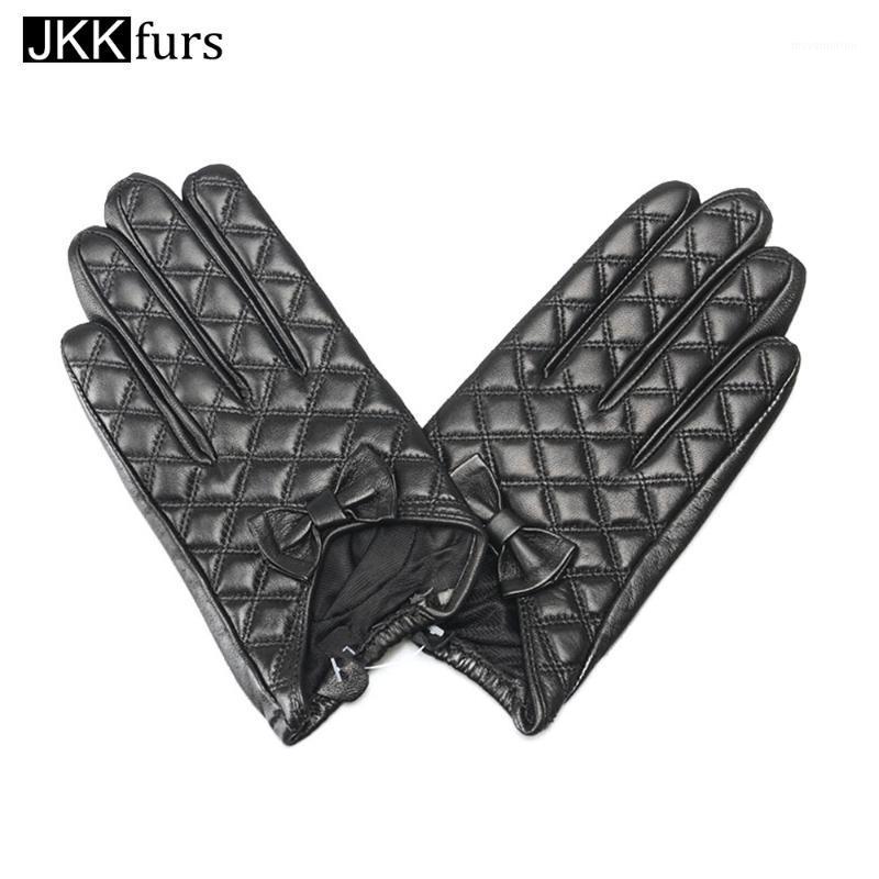 

Women's Genuine Sheepskin Leather Gloves Spring Winter Bowknot Touch Screen Glove Fashion Female Mittens S20291