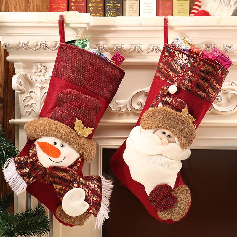 

Snowman Christmas Supplies Gift Bag Navidad Decoration Pendant Gift Bag Socks Hanging Large Christmas Socks Stocking1