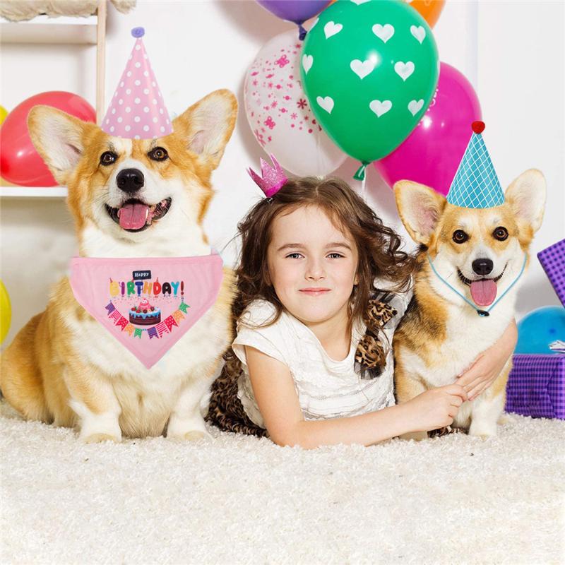 

2020 Funny Cute Pet Cat Dog Birthday Headwear Caps Hat Party Supplies Costume Bandana Headwear Letter Star Print Pet, Set
