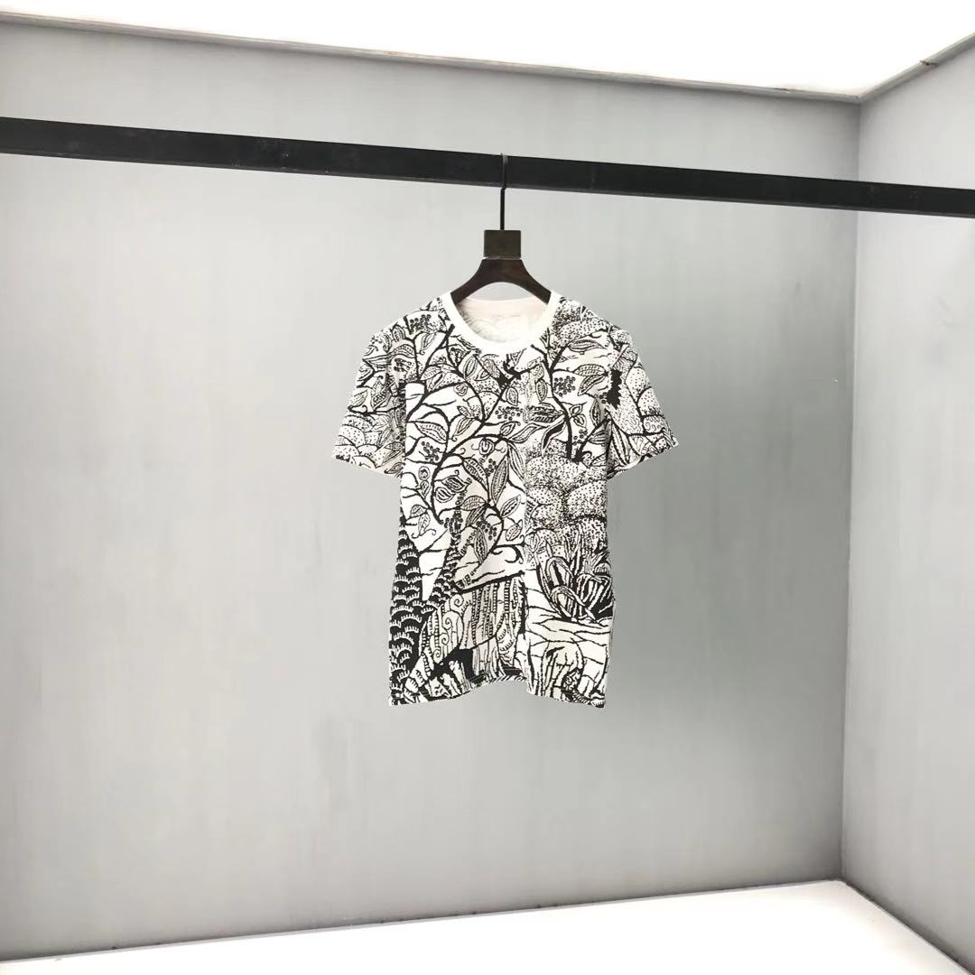 

New short sleeve T-shirt in early spring 20 Europe and America large size double strand cotton fabric digital printing process jj11