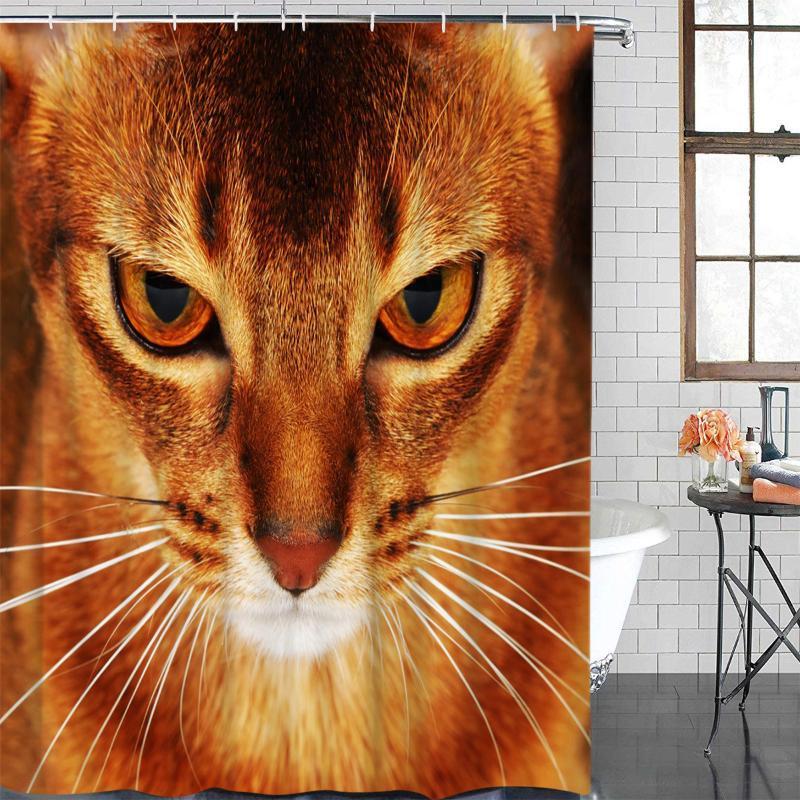 

Modern Curtain Brown Animal Cat Printed Bathroom Shower Curtain Bathroom Decor Waterproof Fabric Shower1