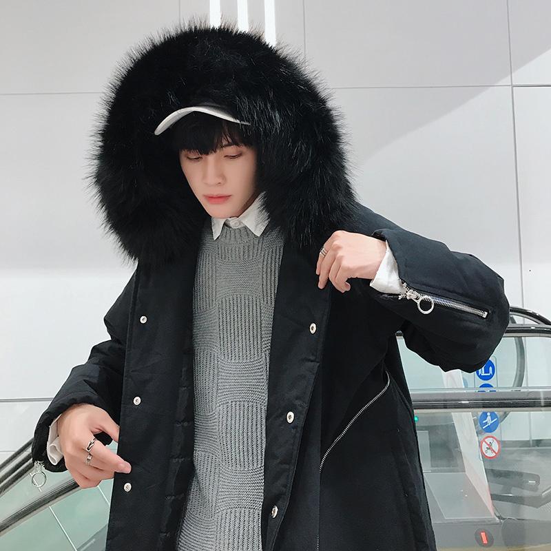 

Men' autumn and winter new coat loose fashion middle long coat, Black