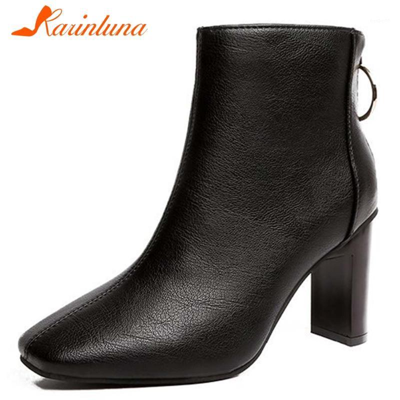 

Karin 2021 New Fashion Design Shoes Lady Women Solid Black White Brown Square Toe Office Ladies Ankle Women Boots1, Beige