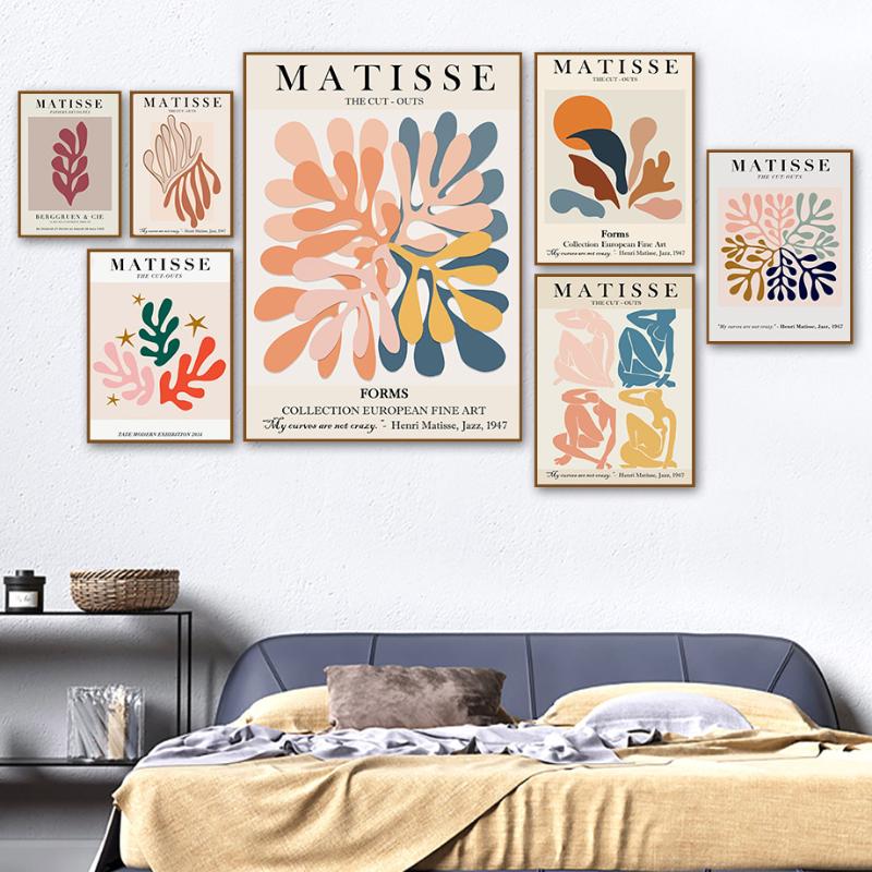 

Matisse Colorful Leaf Abstract Girl Curve Wall Art Canvas Painting Nordic Posters And Prints Wall Pictures For Living Room Decor