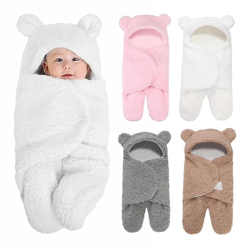 

0~6M Newborn Baby Cute Cotton Sleeping Blanket Boy Girl Wrap Swaddle Sleeping Bag Winter Warm Wool Lamb Blanket Wrap Sleepsack, 0-3 months