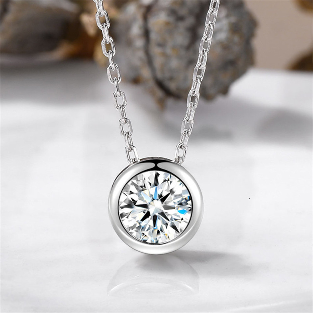 

Luxurys Designers Fashion Dz091 small bubble single drill 80 point simulation pendant round simple imitation mosang D color stone pendant